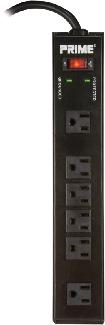 Power Bar, 6-Outlet, HD Metal Case, 6-Outlet, Circuit Breaker, Surge Protected, 15 foot Cord, BLACK, Powerzone