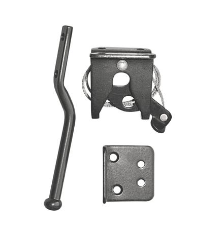 Gate Latch and Catch, with Cable & Ring, Spring Loaded, BLACK, Nuvo