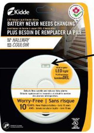 Smoke Alarm, Sealed Lithium Battery, with Light, Test/Hush Button, Kidde