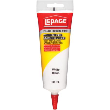 Wood Filler, Interior, Latex, Tinted WHITE, 90 ml Squeeze Tube, Lepage