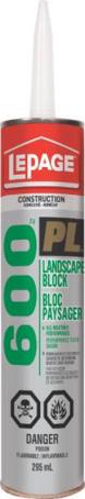 Construction Adhesive, Lepage PL600 Block & Landscape, 295 ml