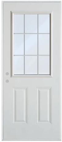 Exterior Door, Steel, 9-LITE, 6-5/8 Jamb, Left Hinge, 32x80