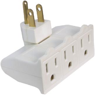 Swivel Tap, 3-Outlet, 3-Prong, WHITE, Powerzone