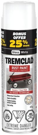 Rust Paint, GLOSS WHITE, 425 gram *BONUS* spray, Tremclad