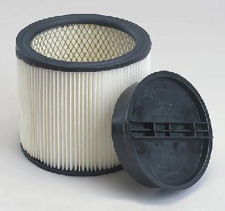 Filter Cartridge, Pleated Cylinder, for Dry Use, Shop Vac
