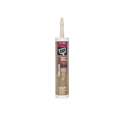 Caulking, Dap Silicone Plus, Kitchen & Bath, ALMOND, 319 ml