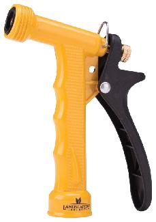 Hose Nozzle, Rear Trigger, Metal Body, Yellow, Landscaper Select