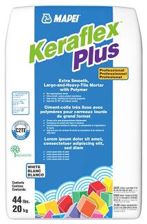 Thinset Mortar, Polymer-Modified, Mapei KERAFLEX +, WHITE, 44 lb bag
