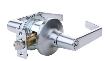 Keyed Entry Lever, 2600 Series, SATIN CHROME, w/ASA Strike (Standard Duty, Cylindrical, Grade 2, LC2681), Tell Box Pack