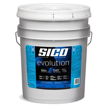 Interior Paint, Latex, SICO EVOLUTION, Flat, White Base-1, 18.9 liter