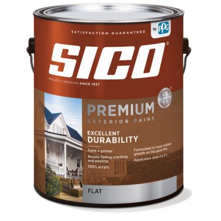 Paint, Exterior, Acrylic Latex, SICO PREMIUM, Flat, Medium Base, 3.78 liter
