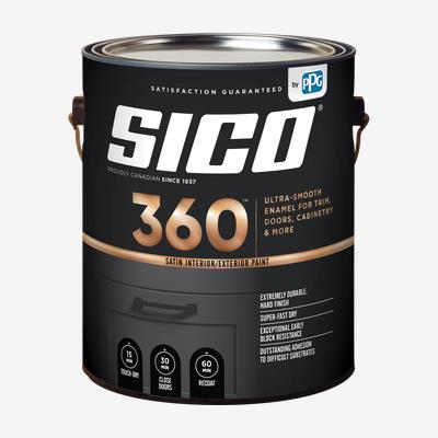Paint, Int/Ext, Latex, SICO 360, Satin Enamel, Tintable White, 946ml 