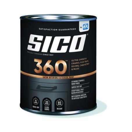 Paint, Int/Ext, Latex, SICO 360, Satin Enamel, Neutral Base, 946ml 