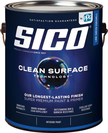 Interior Paint, Latex, SICO CLEAN SURFACE, Low-Sheen Eggshell, Tintable White Base, 3.78 Liter