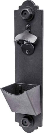 Bottle Opener, w/Receptacle,Wall/Post Mount, BLACK, Simpson Outdoor Accents