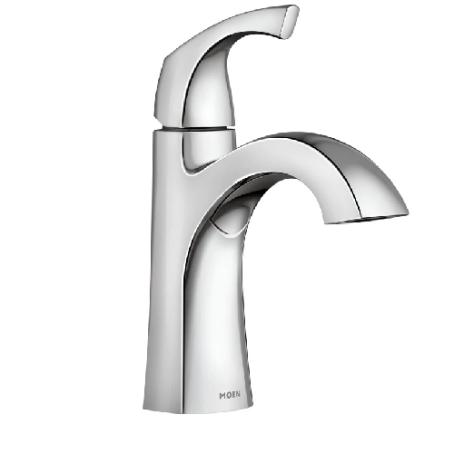 Lavatory Faucet, Single Lever Handle, with Push Drain, CHROME, Moen LINDOR