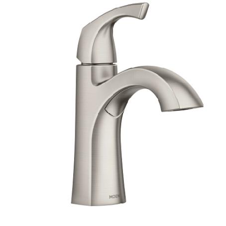 Lavatory Faucet, Single Lever Handle, with Push Drain, BRUSHED NICKEL, Moen LINDOR