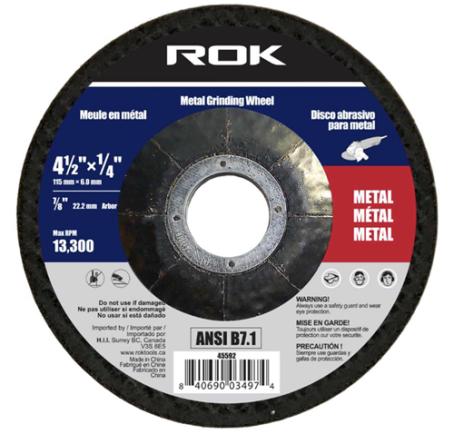 Grinding Wheel, for Metal, 4-1/2