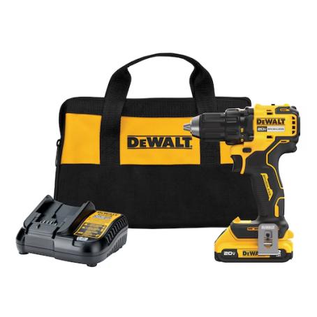 Drill Kit, Cordless 20 volt MAX, Brushless, 2.0 Ah Battery, Charger, Bag, Dewalt