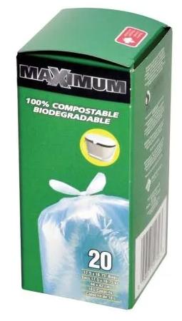 Organic Waste Bag, Small, Compostable, 20/pkg, Polyethics