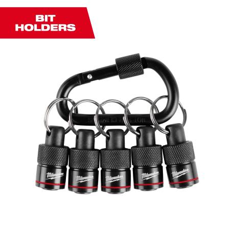 Bit Holder, Quick-Release, Holds 5 bits, w/ Carabiner, Milwaukee