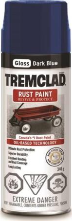 Rust Paint, GLOSS DARK BLUE, 340 gram spray, Tremclad