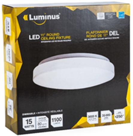 Light Fixture, Flush-Mount Button, Integrated LED, 11-inch, 3000K, Luminus