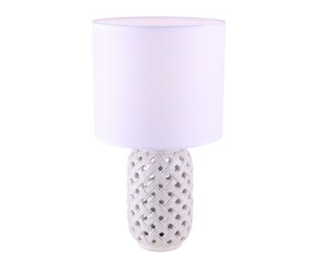 Table Lamp, Ceramic/Fabric Shade, White w/Gold Fittings, Canarm Luana