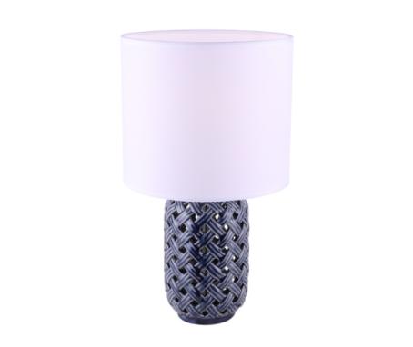 Table Lamp, Ceramic/Fabric Shade, Blue w/Gold Fittings, Canarm Kailano