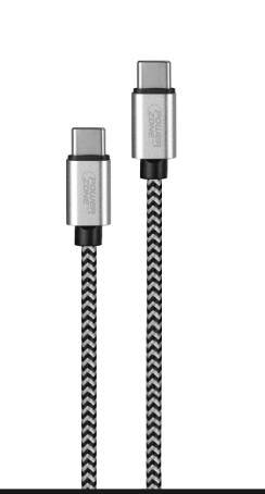 Charger Cable, Type C/C, 2 meter, Braided, PowerZone