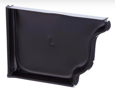 Gutter End Cap, Left Side, BLACK, Aluminum Eavestrough