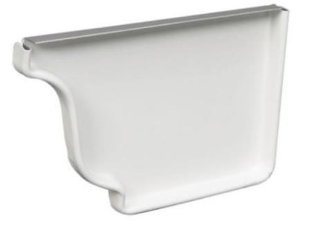 Gutter End Cap, Right Side, WHITE, Aluminum Eavestrough