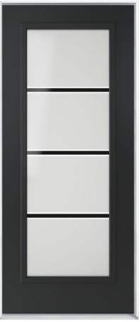 Exterior Door, Steel, Painted BLACK, Pure Glass, 4-LITE, Left Hinge, 32x80