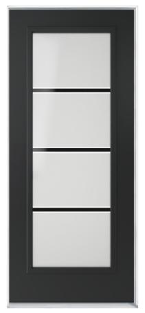 Exterior Door, Steel, Painted BLACK, Pure Glass, 4-LITE, Left Hinge, 34x80