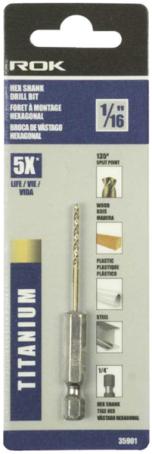Drill Bit, Hex Shank, 1/16