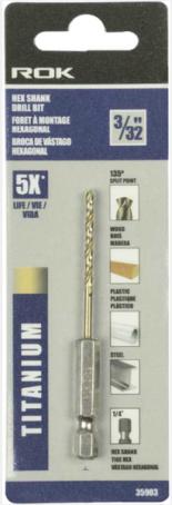 Drill Bit, Hex Shank, 3/32