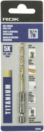 Drill Bit, Hex Shank, 1/8