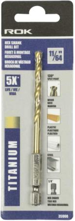 Drill Bit, Hex Shank, 11/64