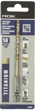 Drill Bit, Hex Shank, 3/16