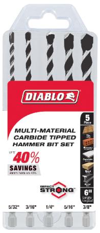 Drill Bit Set, Impact/Hammer, 5/32