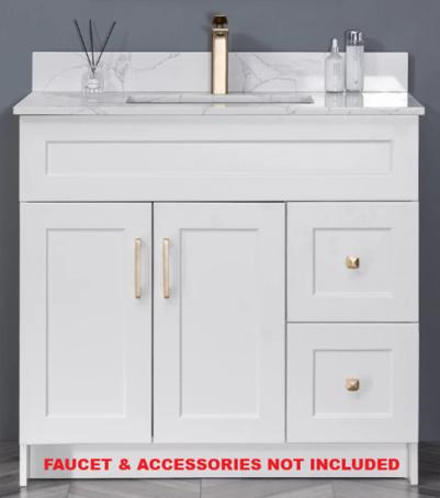 Vanity Base & Top, 2-Door/2-Drawer (RH), 36