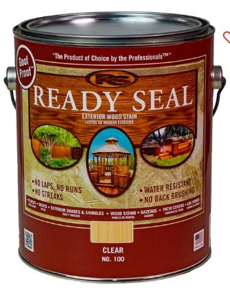 Ready Seal, Exterior Wood Stain & Sealer, Clear, 3.78L