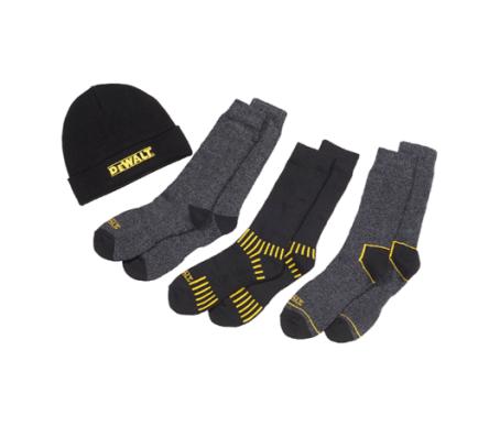 Work Socks & Toque Combo Pack, 3 Pair, plus Knit Toque, Dewalt