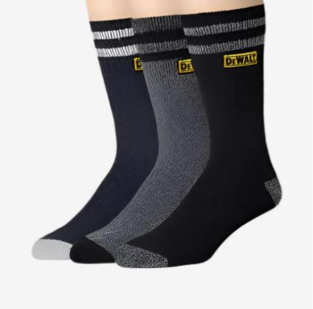 Work Socks, Thermal Wool Blend, 3 pair/pkg, Assorted BLACK, Dewalt