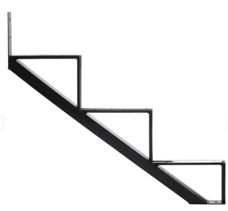 Stair Stringer, 3 Steps, Pylex, Steel, BLACK