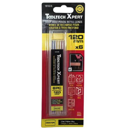 Mechanical Carpenter Pencil Refill, Asst. Colours, 6/pkg,ToolTech Xpert