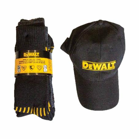 Work Socks & Hat Combo Pack, 3 Pair, plus Ball Cap, Dewalt