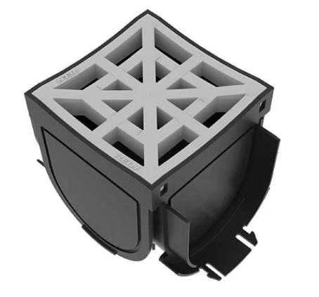Channel Adapter, 4 Way, Grey Grate, Storm Drain Channel Accessory, RELN