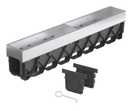 Hidden Channel, 1 meter, includes 2 End Caps, Key, Removable Trays, Storm Drain Pro Channel, RELN