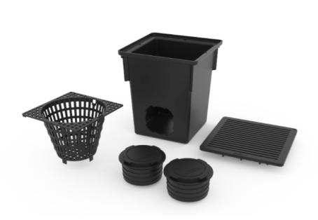 Catch Basin Kit, 10in x 10in, 10.5L Capacity,  Black, RELN